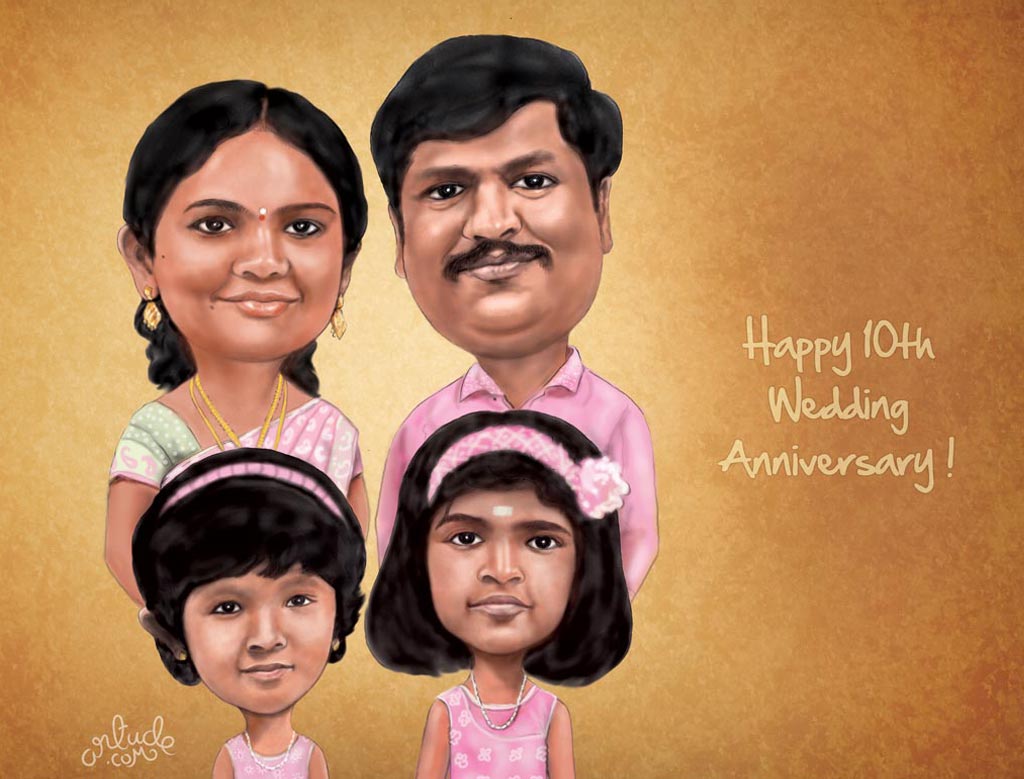 happy family caricature